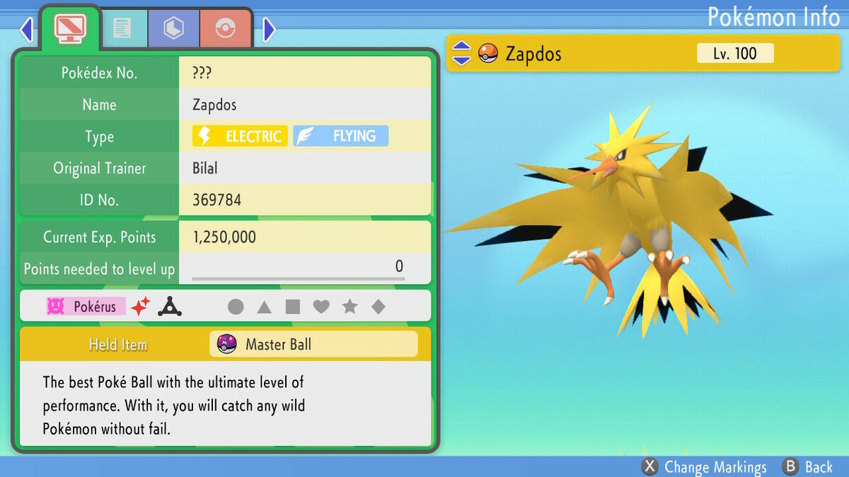 💎Pokemon Brilliant Diamond/Shining Pearl ZAPDOS ✨6IV Ultra Shiny