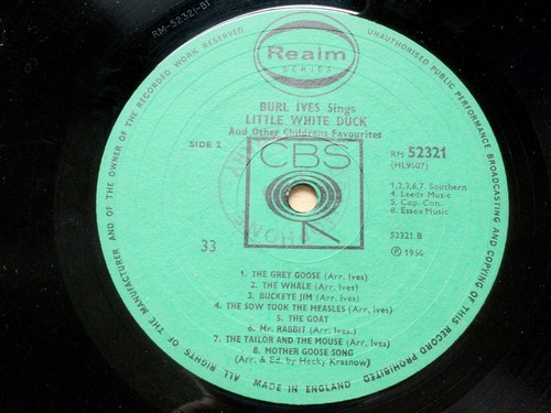 Burl Ives/Sings Little White Duck And Others/1989 LP/Ex BBC Gramophone Library - Picture 12 of 13
