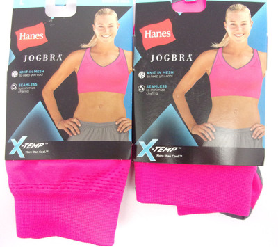 Hanes- Jogbra-LOT OF 2- PINKBLOOM/MB- B0820 Small Pink-Seamless Racerback- 156EE