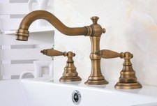 Antique Brass 2-Handle Basin Faucet Widespread Roman Bath Tub Sink Faucet Kan075