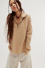 Free People FP One Ashton Zip Thermal Long Sleeve Relaxed Ribbed Blouse Top XS