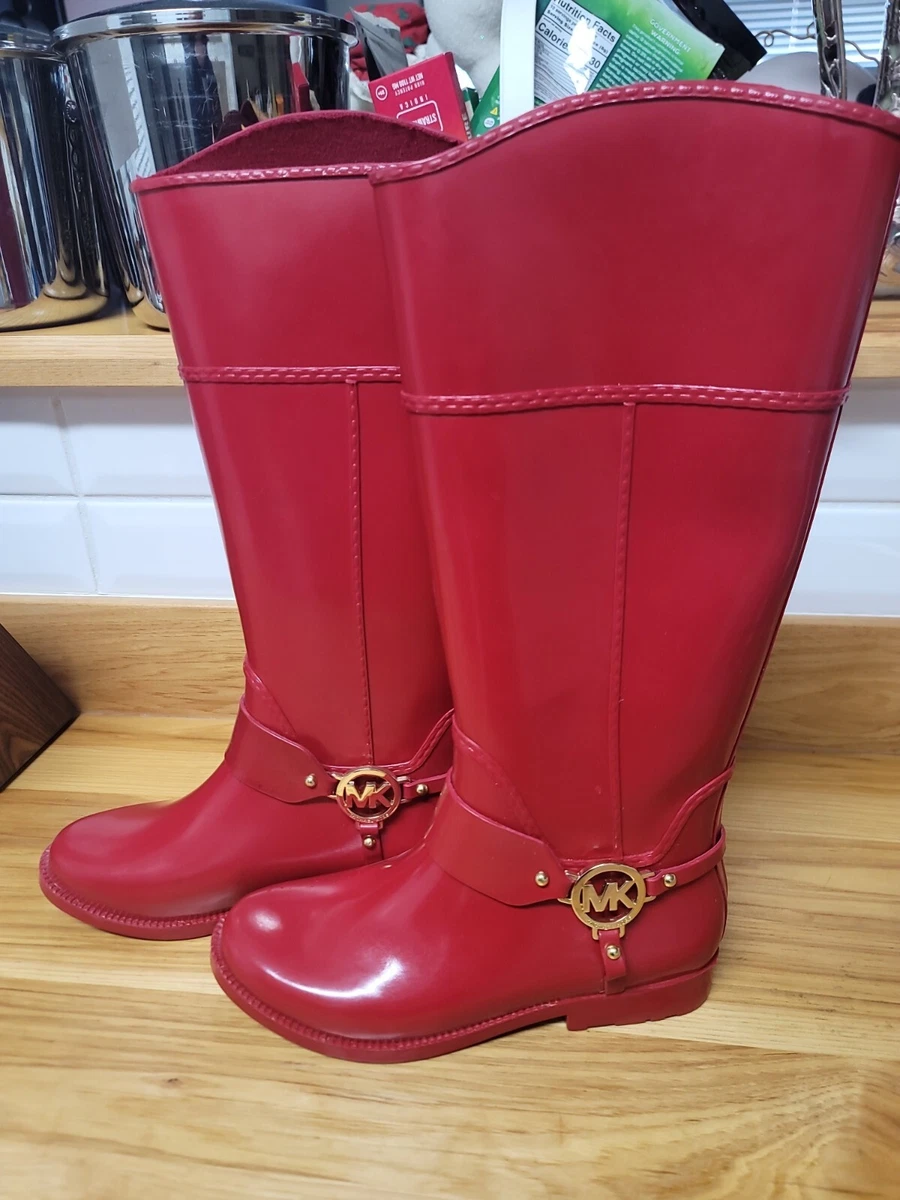 Michael Kors Michael Fulton Harness Rain Boots in Red