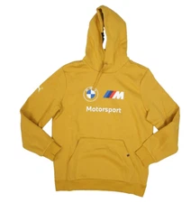 Puma BMW Motorsport Essential Pullover Fleece Hoodie Amber Yellow NWT Mens M