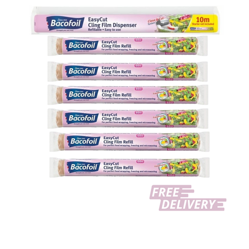 Bacofoil EasyCut Cling Film Dispenser 10m with Cling film Refills 60m Multipack eBay