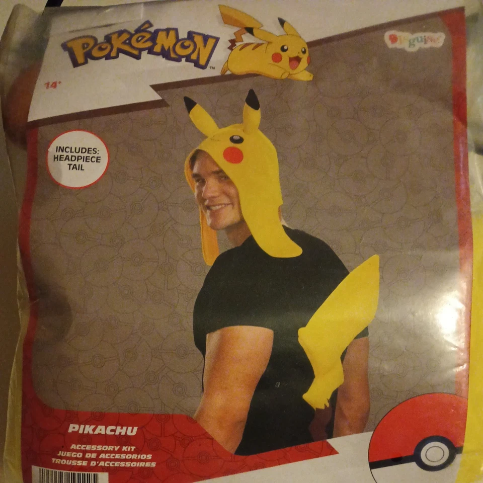 Nuevo Paquete Adulto Pokemon Pikachu Disfraz Kit de Accesorios Tocado y Cola ¡Envío Rápido! Foto 2 de 4