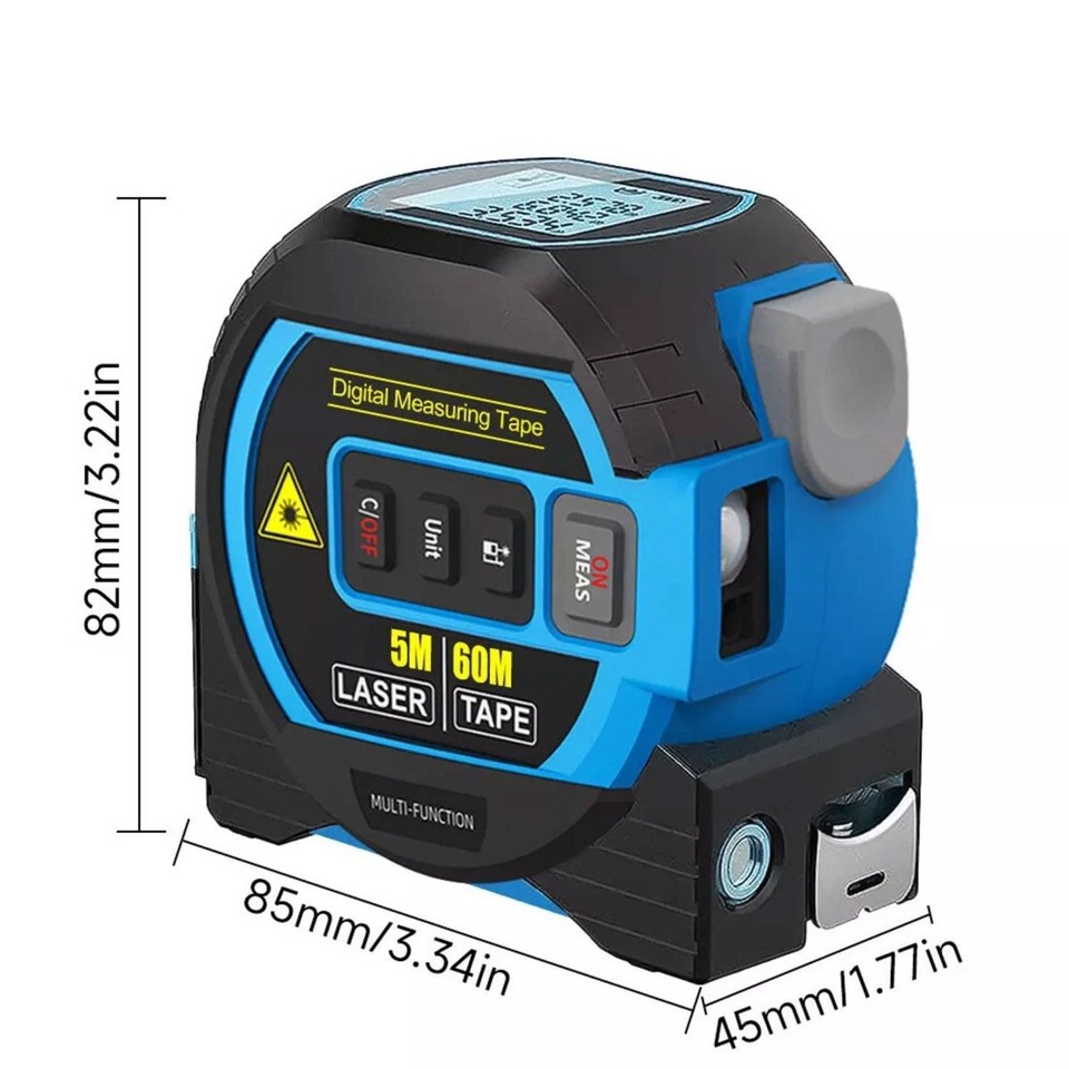 40cm/60m 3in1 Digital Measure Tape Laser Distance Measuring Tool Range ...
