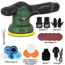 2 Battery Car Polisher Buffer Sander Polishing Machine Buffing Waxing Sponge Kit