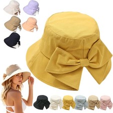 Women's Bowknot Wide Brim Sun Hat Foldable, Bowknot Wide Brim Sun Hat