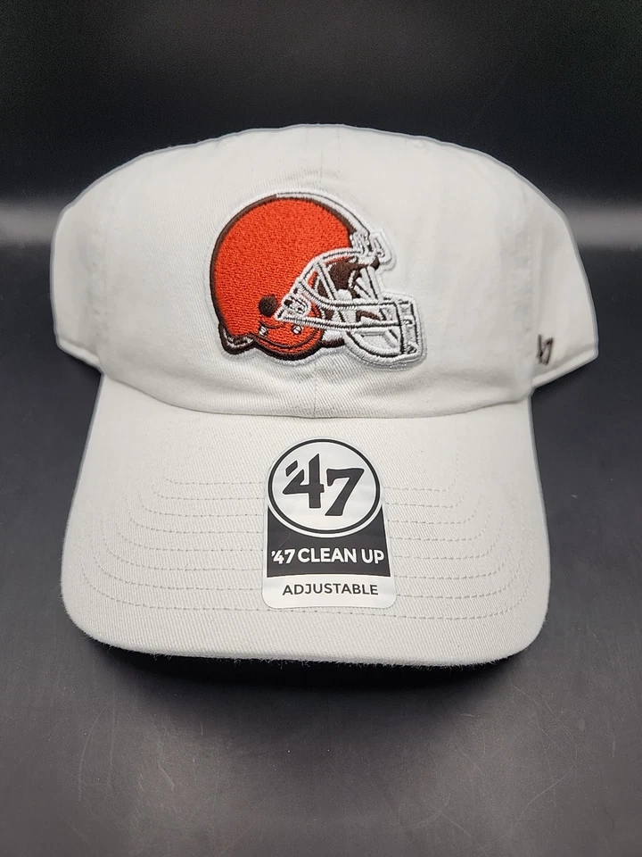 Gorra ajustable blanca Cleveland Browns '47 de limpieza NFL NUEVA CON ETIQUETAS OSFA Foto 2 de 4