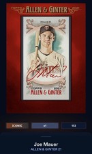 21 Topps Bunt DIGITAL Allen & Ginter Red Mini Signature ICONIC Joe Mauer