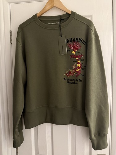Maharishi Embroidered Dragon Map Vintage Crew Sweatshirt Medium NEW