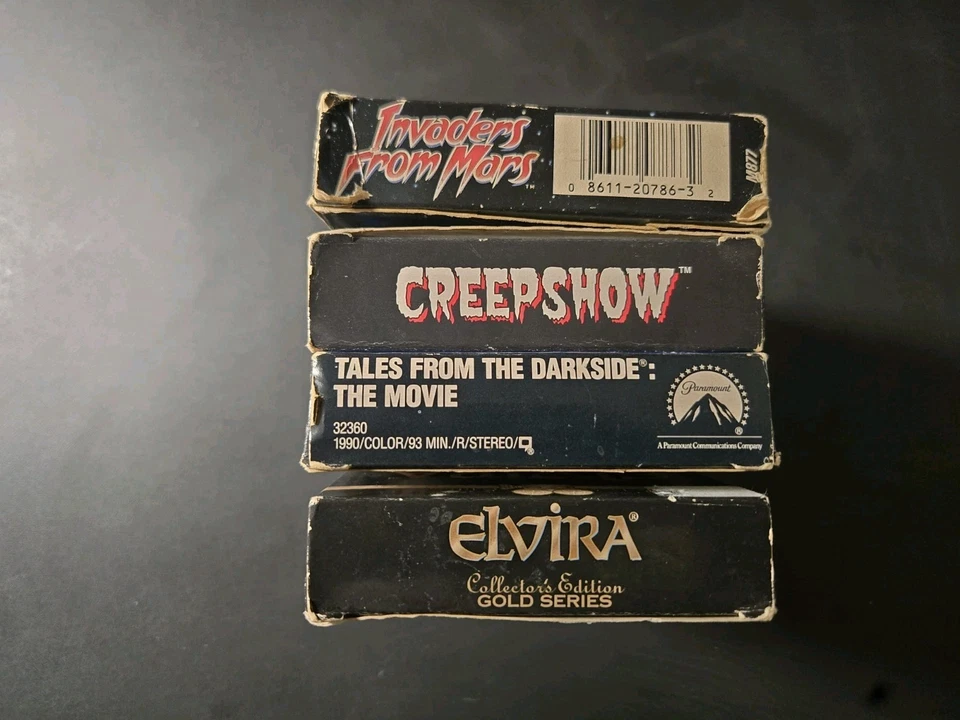 Lot of 4 Horrer VHS movies. Elvira, Creepshow, Invaders from Mars tales from dar Foto 3 de 4