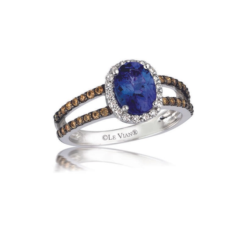 LeVian Ring Tanzanite Cocktail Ring in 14K White Gold 1 3/8 cts Size 7