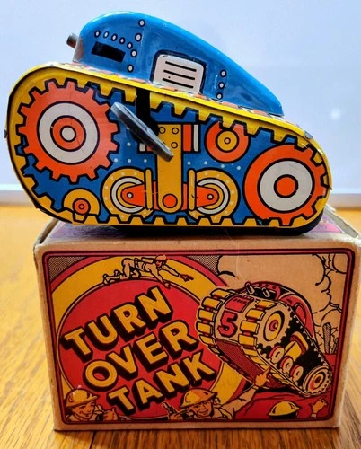 Louis Marx & Co. Turn Over Tank Tin Wind-Up Vintage Toy with Original Box