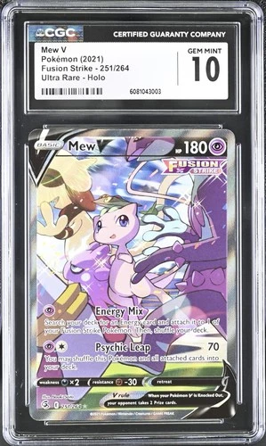 Mew V (Alternate Full Art) 251/264 Swsh08: Fusion Strike Holo CGC 10 GEM MINT