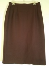 Leslie Fay Haberdashery Skirt Sz 14 Vtg 90s Brown A Line Stretch Waist 3857