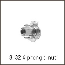 Deluxe 8-32 4 prong t-nuts 7/16" barrel length