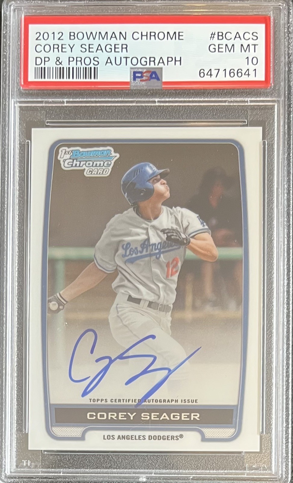 2012 Bowman Chrome Draft COREY SEAGER  AUTO RC GEM MINT RANGERS PSA 10 POP 74