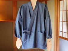 Japanese Samue Jacket Workwear Smock Navy Cotton Dungaree M Handmade Japan