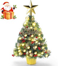 Mini Christmas Tree 50cm Artificial Pre-lit Tabletop Small Xmas Tree with Light