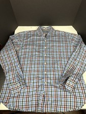 Peter Millar Button Up Shirt Mens XL Plaid Long Sleeve Casual Cotton