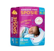 Sposie Booster Pads for Newborn-Size 3 32 Count No Adhesive Leak Protection