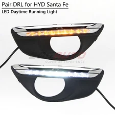 For Hyundai Santa Fe 2010-2012 DRL Daytime Running Light LED Fog Lamp with Turn