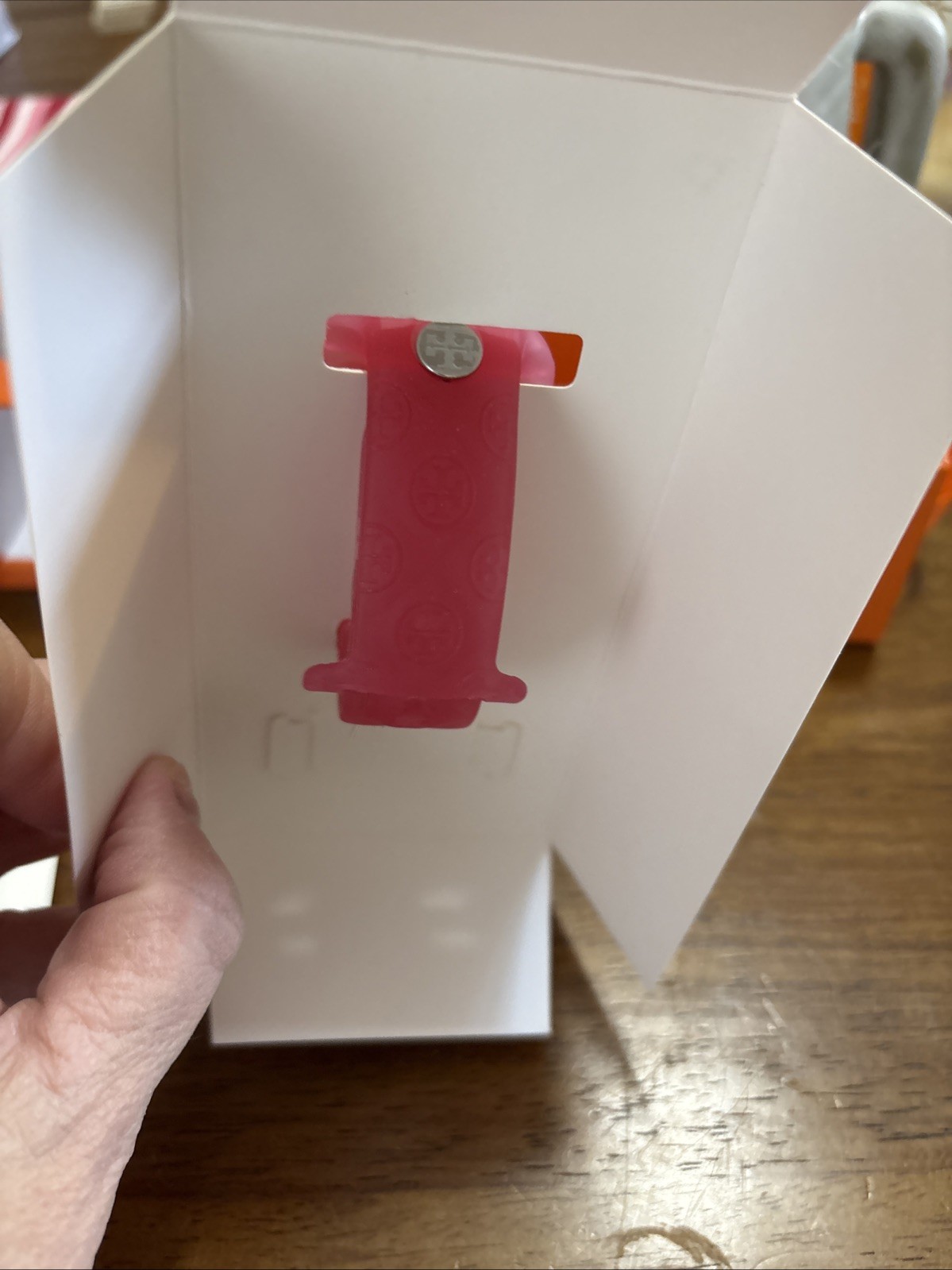 Tory Burch Apple Watch Band 41mm Pink Silicone Strap The T Monogram TBS0119 NIB thumbnail 10