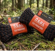 Confezione 2 S.O.L. Corda di nylon nera Survive Outdoors più lunga 550 Paracord 100 piedi
