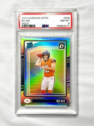 2024 Donruss Optic Bo Nix Holo Rated Rookie #209 Broncos RC - PSA 8