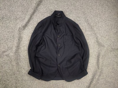 Weber + Weber Sartoria WW dark blue button-down wool blazer with pockets Jacket