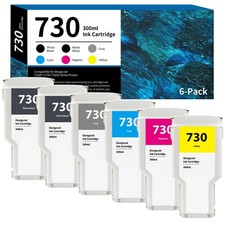 730 Ink 6-Pack HP DesignJet T1600 T1700 T2600 300ml/70ml Open Box