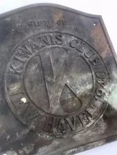 RARE 1940 Gift of Kiwanis Club New Haven Connecticut Building Plaque 12x13.5”