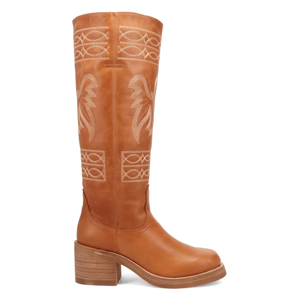 Dingo Avalon Embroidered Round Toe Pull On Womens Brown Casual Boots DI2288-230