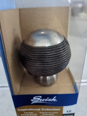 Schwenkstangenenden 28 mm chrom schwarz Lederseil Kugel Vorhang Enden