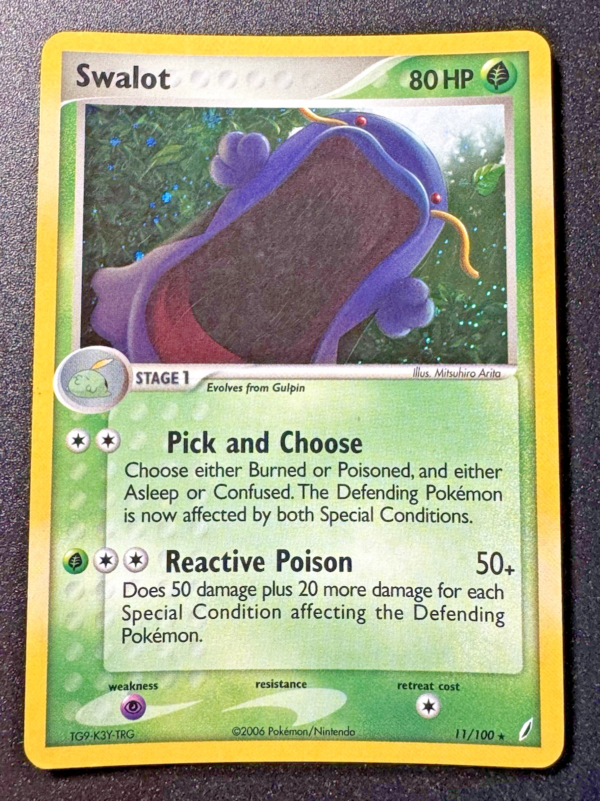 Swalot 11/100 EX Crystal Guardians Pokemon Card Holo Foil Rare LP