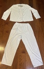 Secret Treasures 2 Piece Ladies Long Sleeve Pajama Set Cream Floral Print Large