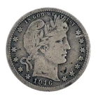 1916-D Barber Quarter F-Fine 90% Silver 25c U.S Type Old Coin