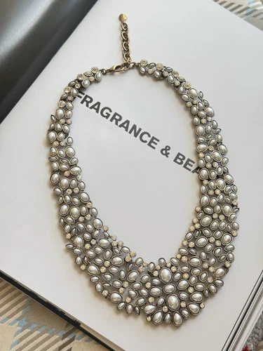 VETEMENTS Collana Baublebar Strass Trasparenti Finte Perle Bavaglino Collare Dichiarazione Splendida