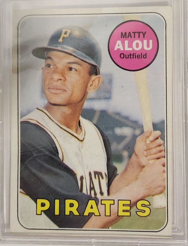 Matty Alou 3 Piece Collection StL Cardinal  Signature Glove, Bat, 1968 topps 