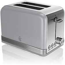 Image of Swan ST19010GRN Retro 2-Slice Toaster with Defost/Reheat/Cancel Functions, Cord
