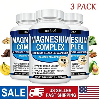 8 IN 1 Magnesium Glycinate complex 1000mg - 90 Capsules | 8-Month Supply 3PCS
