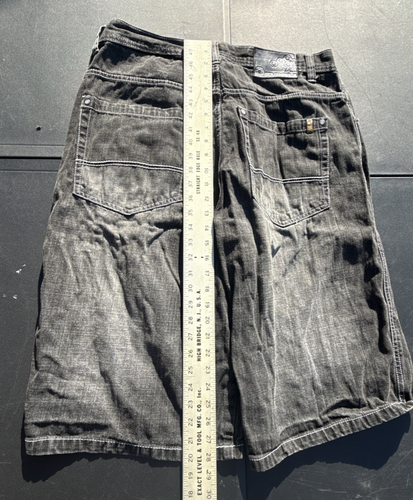 Southpole Mens 40Black Sand Denim Jean Baggy Loose Hip Hop Y2K Skate Shorts - Picture 6 of 7