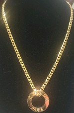 Celine Paris Signed Logo Round Pendant Neckla...