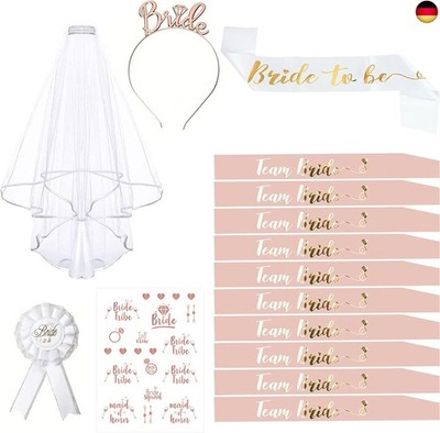 Deko Schärpe Set, 15PCS Braut to Be und Team Bride Schärpe Set mit 10 Team B