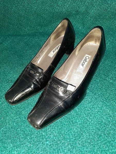 Women Gabor Heels Black Leather 40 #7V21