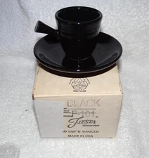 Fiesta Demitasse Stick Cup and Saucer Black new with box