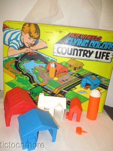 VINTAGE HOTWHEELS CARS FLYING COLORS COUNTRY LIFE CARRY CASE POP UP PLAYSET