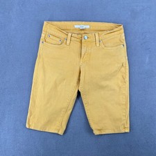 XXI Yellow Denim Bermuda Shorts Y2K Mid Rise Cotton Blend Size 26 Made in USA