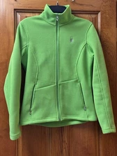 Spyder Core Jacket Womens Lime Green Knit Fleece Lined Fitted Zippered Sweater M